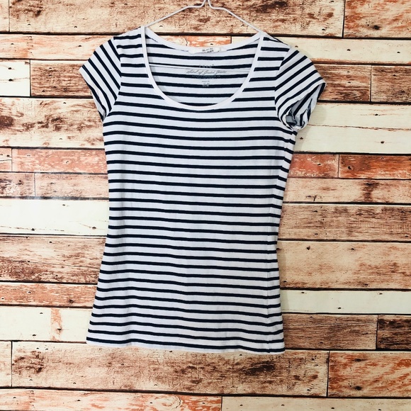H&M Tops - L.O.G.G. By H&M Blue & White Striped Fitted Top